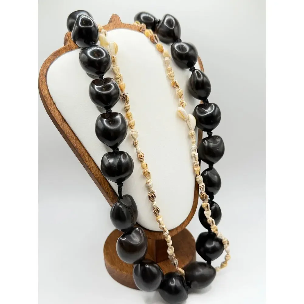 Kukui Nut Lei & Seashell Necklace (Set of 2)